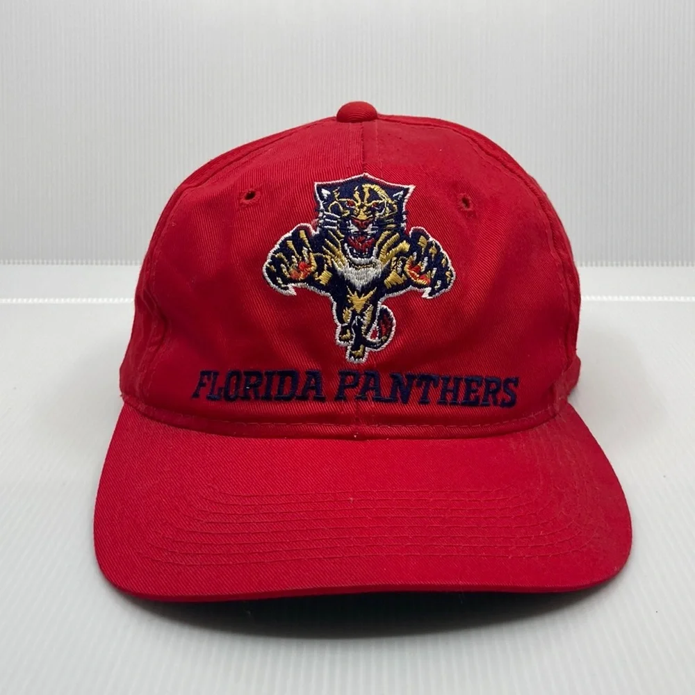 Vintage 90s Red NHL Florida Panthers Hockey SnapBack Kids Hat